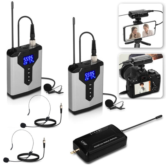 Q6 1 Drag 2 Wireless Lavalier Head Wear With Stand USB Computer Recording Microphone Live Phone SLR Lavalier Microphone
