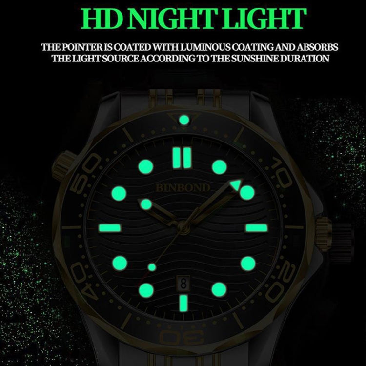 Inter-gold Blue Surface BINBOND B2820 Luminous 30m Water-resistant Men Sports Quartz Watch