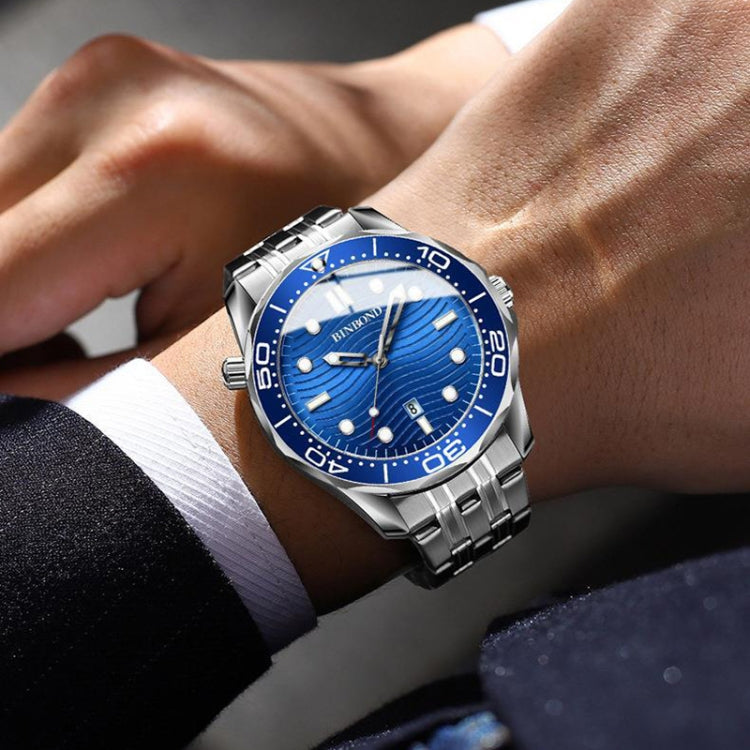 Inter-gold Blue Surface BINBOND B2820 Luminous 30m Water-resistant Men Sports Quartz Watch