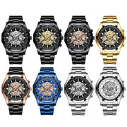 BINBOND S033 Hollowed Mechanical 30m Water-resistant Luminous Quartz Watch, Color: Blue Steel-Blue