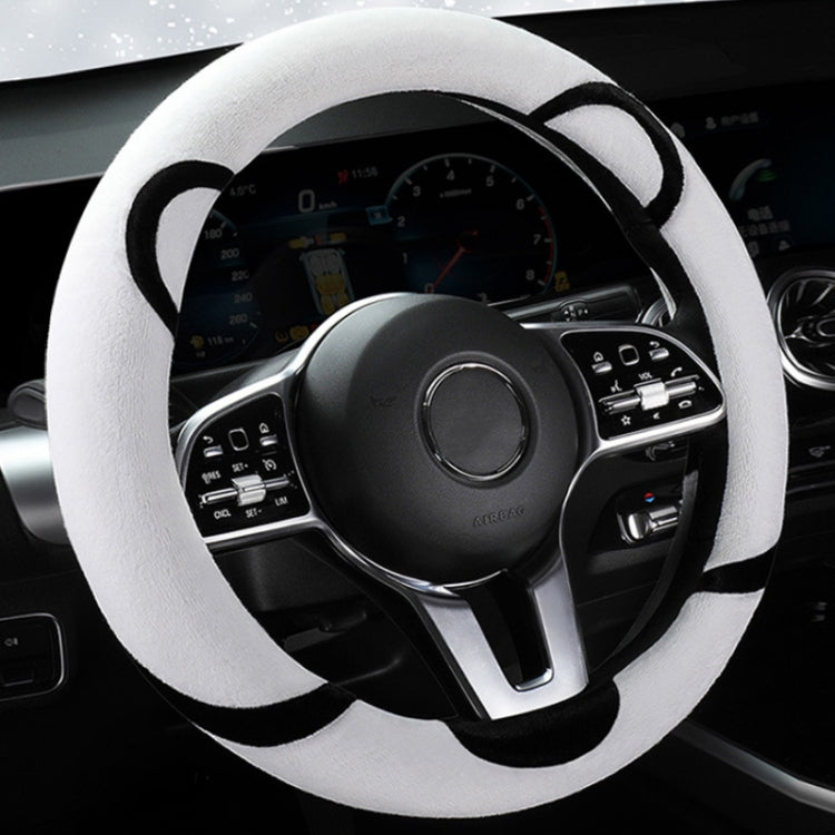 Car Steering Wheel Cartoon Short Fluff Handle Cover, Size: 38cm(Black White Round)