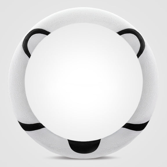 Car Steering Wheel Cartoon Short Fluff Handle Cover, Size: 38cm(Black White Round)