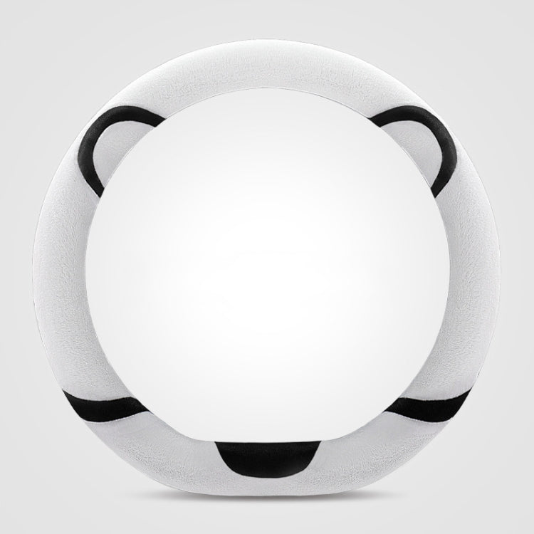 Car Steering Wheel Cartoon Short Fluff Handle Cover, Size: 38cm(Black White D Shape)