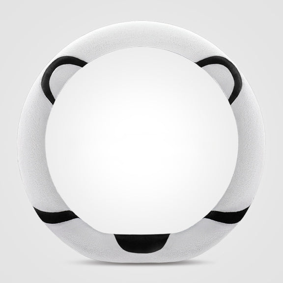 Car Steering Wheel Cartoon Short Fluff Handle Cover, Size: 38cm(Black White D Shape)