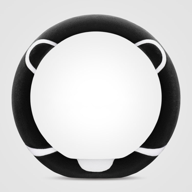 Car Steering Wheel Cartoon Short Fluff Handle Cover, Size: 38cm(Black D Shape)