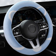 Car Steering Wheel Cartoon Short Fluff Handle Cover, Size: 38cm(Blue Round)