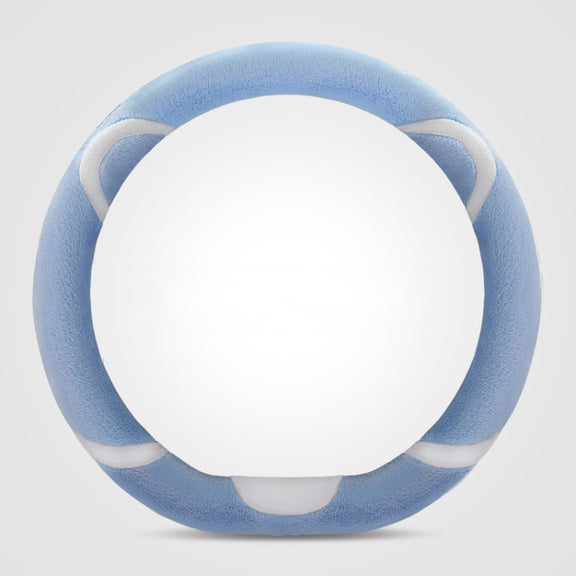Car Steering Wheel Cartoon Short Fluff Handle Cover, Size: 38cm(Blue D Shape)