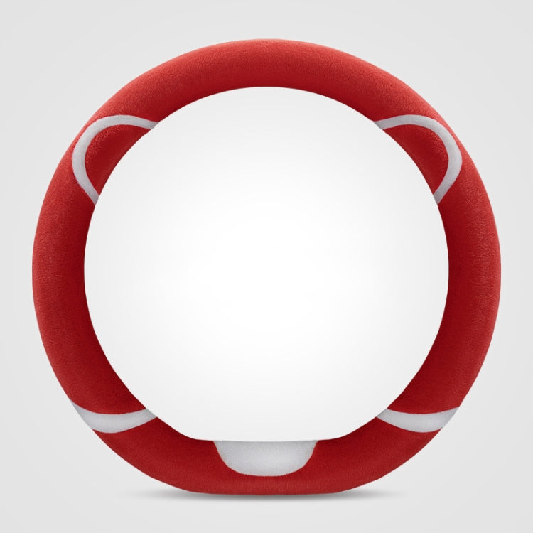 Car Steering Wheel Cartoon Short Fluff Handle Cover, Size: 38cm(Red D Shape)
