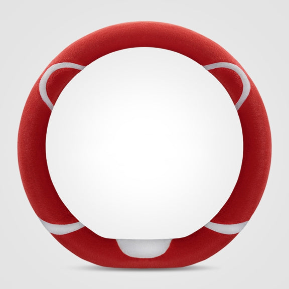 Car Steering Wheel Cartoon Short Fluff Handle Cover, Size: 38cm(Red D Shape)