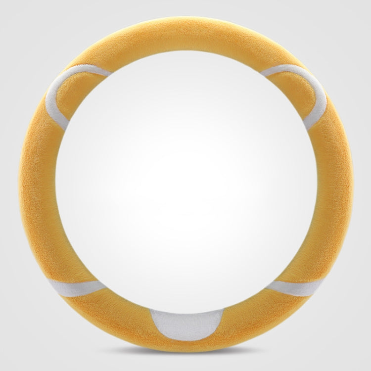 Car Steering Wheel Cartoon Short Fluff Handle Cover, Size: 38cm(Yellow Round)