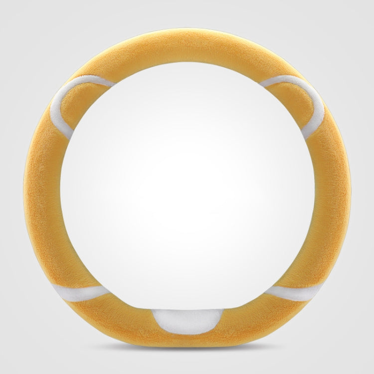 Car Steering Wheel Cartoon Short Fluff Handle Cover, Size: 38cm(Yellow D Shape)
