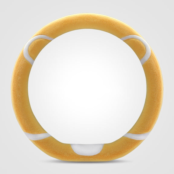 Car Steering Wheel Cartoon Short Fluff Handle Cover, Size: 38cm(Yellow D Shape)