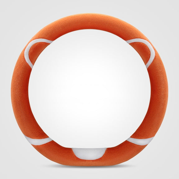 Car Steering Wheel Cartoon Short Fluff Handle Cover, Size: 38cm(Orange D Shape)