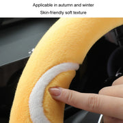 Car Steering Wheel Cartoon Short Fluff Handle Cover, Size: 38cm(Pink Round)