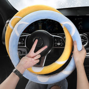 Car Steering Wheel Cartoon Short Fluff Handle Cover, Size: 38cm(Pink Round)