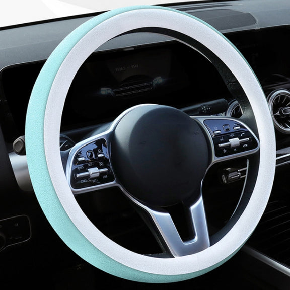 Car Steering Wheel Short Plush Winter Non-slip Grip Cover, Size: 38cm(Round Blue)