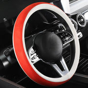 Car Steering Wheel Short Plush Winter Non-slip Grip Cover, Size: 38cm(D Shaped Orange)