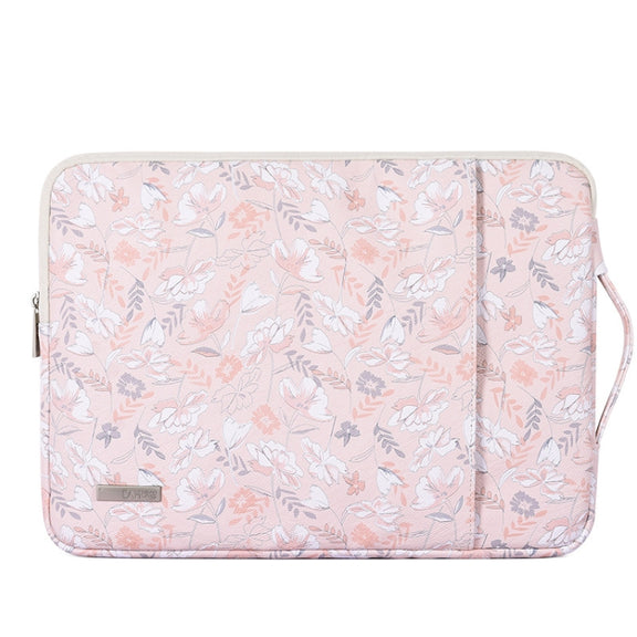 G4-89  PU Laptop Case Tablet Sleeve Bag with Telescoping Handle, Size: 14 Inch(Light Pink)