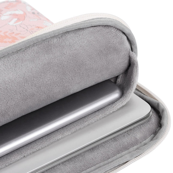 G4-01 13 Inch Laptop Liner Bag PU Leather Printing Water-resistant Protective Cover(Light Pink)