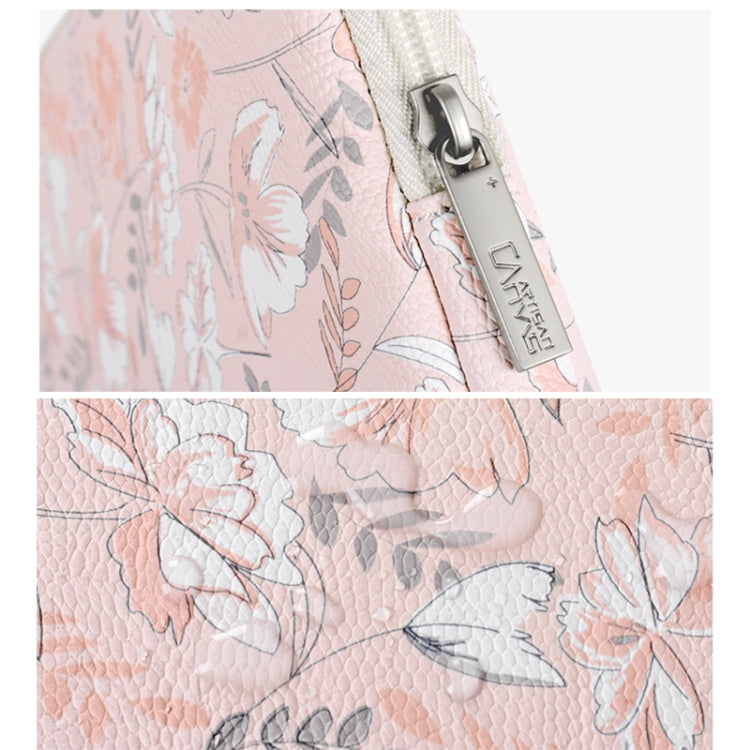 G4-01 13 Inch Laptop Liner Bag PU Leather Printing Water-resistant Protective Cover(Light Pink)