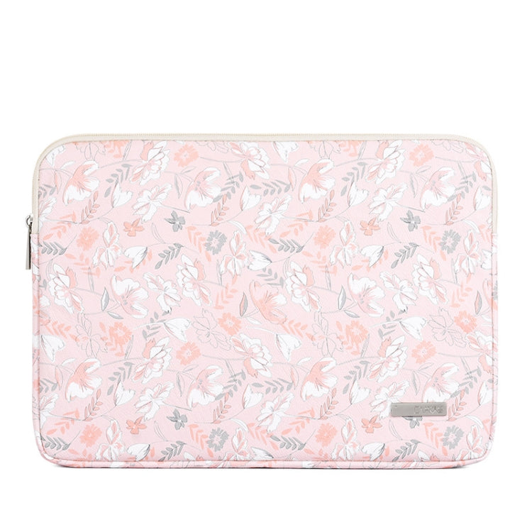 G4-01 15 Inch Laptop Liner Bag PU Leather Printing Water-resistant Protective Cover(Light Pink)