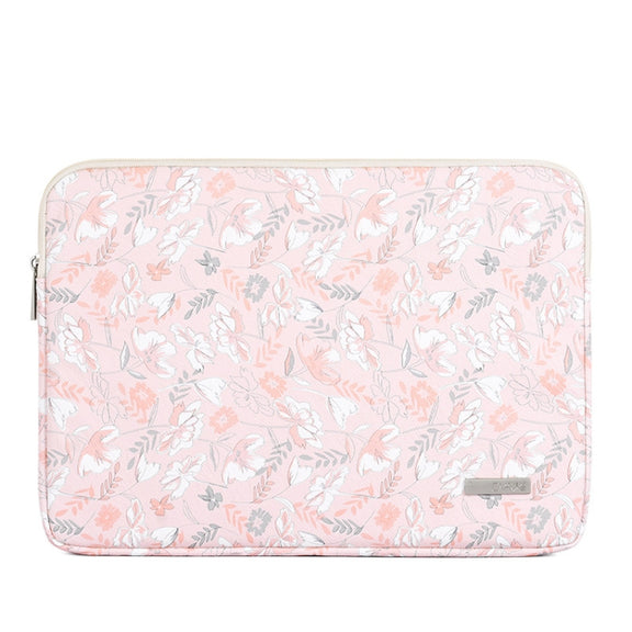 G4-01 15 Inch Laptop Liner Bag PU Leather Printing Water-resistant Protective Cover(Light Pink)
