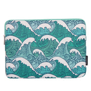 H3-04  15 Inch PU Leather Printing Laptop Liner Bag Tablet Sleeve Bag(Green Wave)