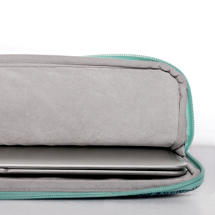 H3-04  15 Inch PU Leather Printing Laptop Liner Bag Tablet Sleeve Bag(Green Wave)
