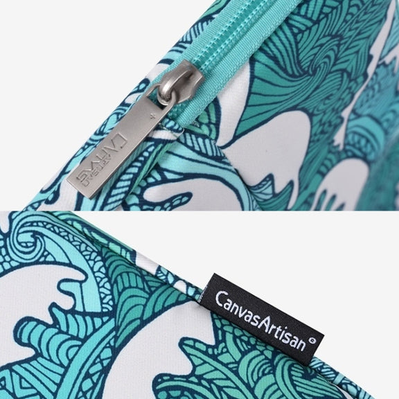 H3-04  15 Inch PU Leather Printing Laptop Liner Bag Tablet Sleeve Bag(Green Wave)