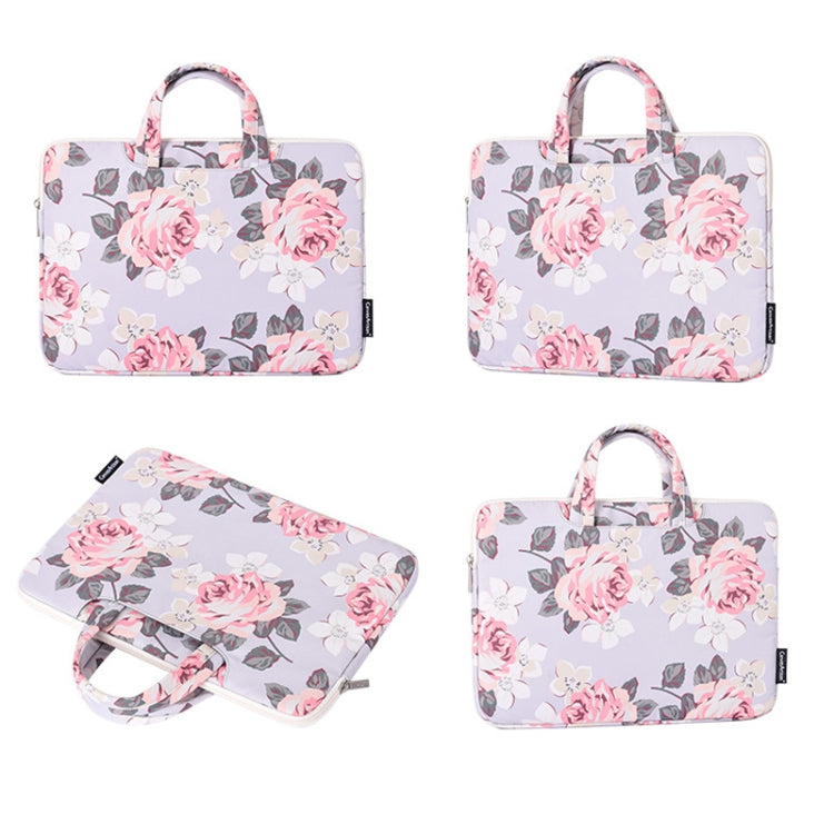 H40-B01 White Rose Pattern Laptop Case Bag Computer Liner Bag With Handle, Size: 12 Inch(Black)