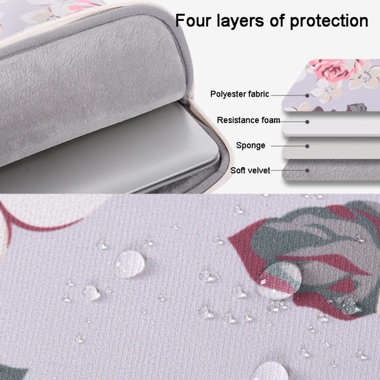 H40-B01 White Rose Pattern Laptop Case Bag Computer Liner Bag With Handle, Size: 12 Inch(Black)