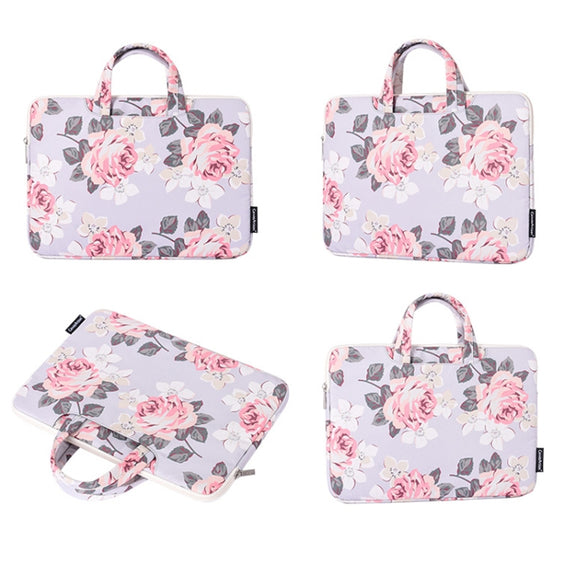 H40-B01 White Rose Pattern Laptop Case Bag Computer Liner Bag With Handle, Size: 14 Inch(Blue)