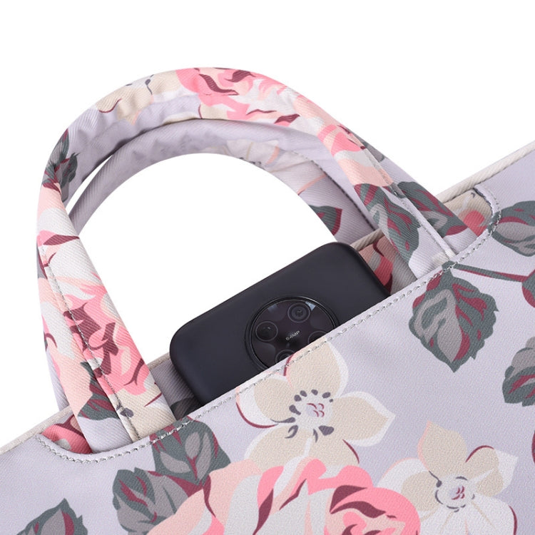 H40-B01 White Rose Pattern Laptop Case Bag Computer Liner Bag With Handle, Size: 14 Inch(Blue)