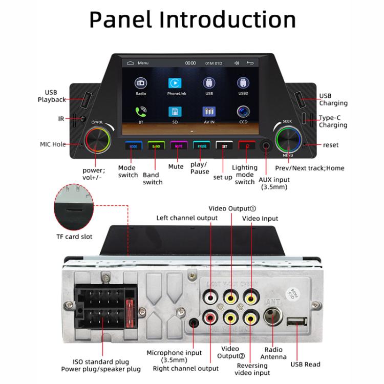 4.7 inch AUTO/CarPlay Navigation Bluetooth FM Radio Car MP5 Marquee(161W)