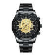BINBOND S034 30M Waterproof Quartz Watch Skull Skeleton Luminous Watch(Black Steel Black Gold Nail) - free shipping - PMC TechLife - Order now!