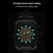 BINBOND S034 30M Water-resistant Quartz Watch Skull Skeleton Luminous Watch(White Steel Black)