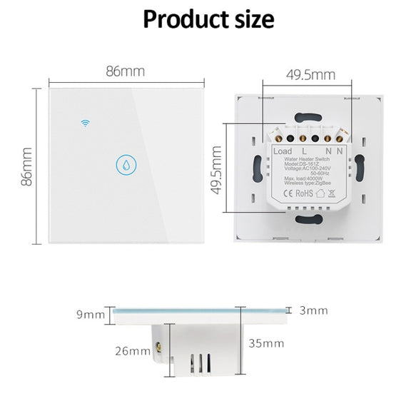 ZigBee 20A Water Heater Switch White High Power Time Voice Control EU Plug