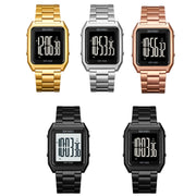 SKMEI 1879 Square Large Screen Men Steel Belt Multi-function EL Luminous Watch, Color: Gold
