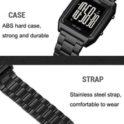 SKMEI 1879 Square Large Screen Men Steel Belt Multi-function EL Luminous Watch, Color: Gold
