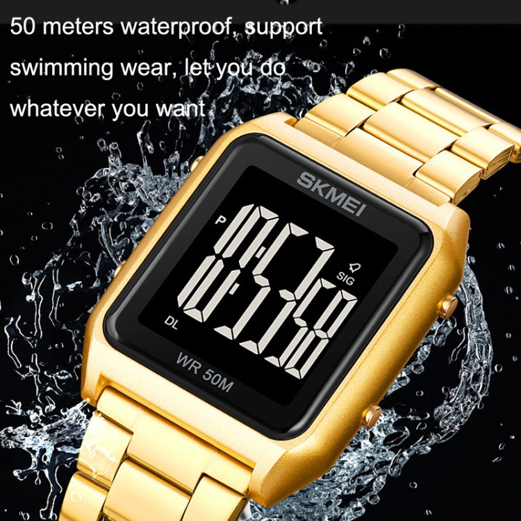 SKMEI 1879 Square Large Screen Men Steel Belt Multi-function EL Luminous Watch, Color: Black Black Machine