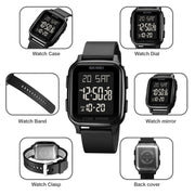 SKMEI 1858 Square Water-resistant Digital Dual Display LED Luminous Watch(Rose Gold)