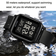 SKMEI 1858 Square Water-resistant Digital Dual Display LED Luminous Watch(Blue)