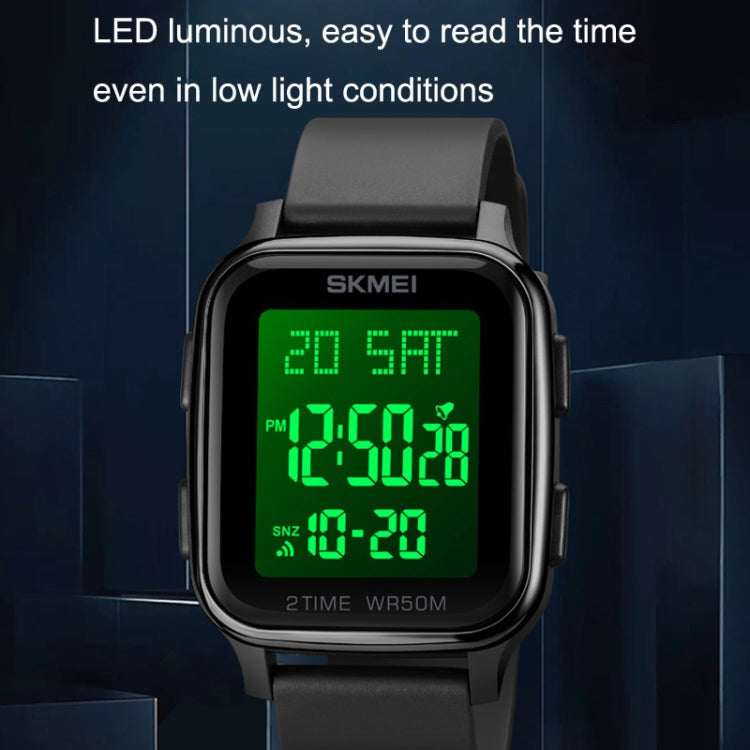 SKMEI 1858 Square Water-resistant Digital Dual Display LED Luminous Watch(Rose Gold)