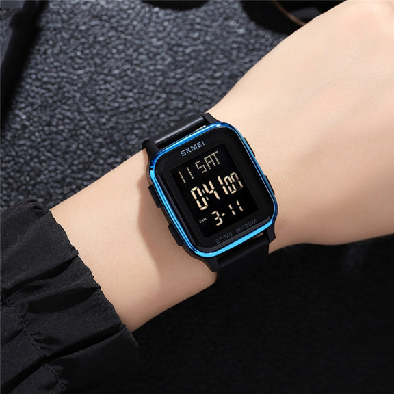 SKMEI 1858 Square Water-resistant Digital Dual Display LED Luminous Watch(Blue)