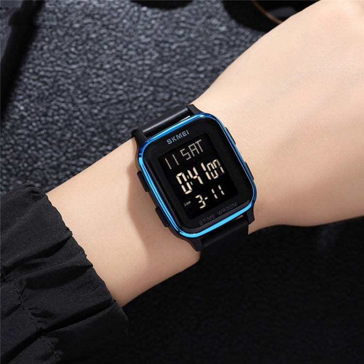 SKMEI 1858 Square Water-resistant Digital Dual Display LED Luminous Watch(Blue)