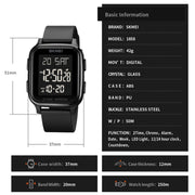 SKMEI 1858 Square Water-resistant Digital Dual Display LED Luminous Watch(Rose Gold)