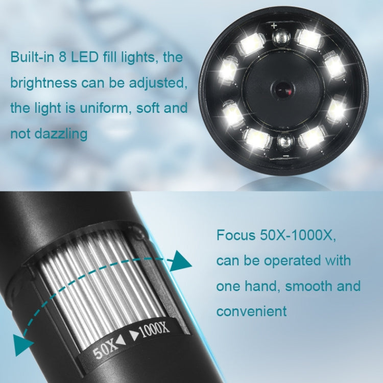 50X-1000X Wireless WIFI Connection LED Light Portable Digital Microscope, Specification: W05-Z11054