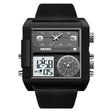 SKMEI 2020 Square Large Dial Triple Movement Men Sports Watch(Black Shell Black Belt White Machine) - free shipping - PMC TechLife - Order now!