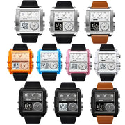 SKMEI 2020 Square Large Dial Triple Movement Men Sports Watch(Black Shell Black Belt White Machine)