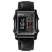 SKMEI 1868 Square Double Display Water-resistant Men Watch, Style: Leather Belt (Black)